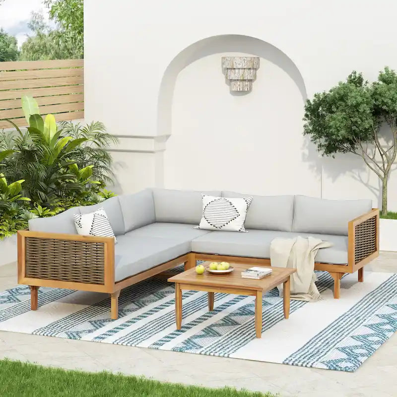 Christopher Knight Home - Set Divani Sezionali da Esterno con Cuscini Impermeabili - Salotto da Esterno di Lusso