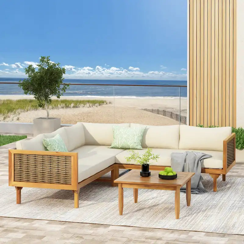 Christopher Knight Home - Set Divani Sezionali da Esterno con Cuscini Impermeabili - Salotto da Esterno di Lusso
