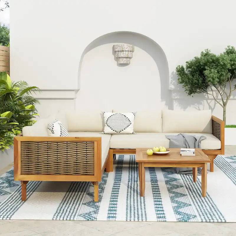Christopher Knight Home - Set Divani Sezionali da Esterno con Cuscini Impermeabili - Salotto da Esterno di Lusso