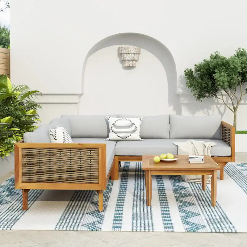 Christopher Knight Home - Set Divani Sezionali da Esterno con Cuscini Impermeabili - Salotto da Esterno di Lusso