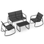 Gymax Set Bistrò Dondolo 4 Pezzi Set Mobili da Giardino con Divanetto 2