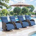 Pocassy 4 PZ Versatile Sedia Reclinabile da Esterno con Cuscino Blu