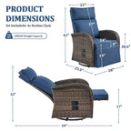 Pocassy 4 PZ Versatile Sedia Reclinabile da Esterno con Cuscino Blu