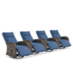 Pocassy 4 PZ Versatile Sedia Reclinabile da Esterno con Cuscino Blu