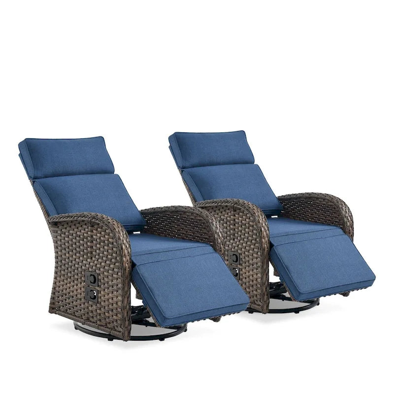Pocassy 2 pz versatile sedia a sdraio da esterno con cuscino blu