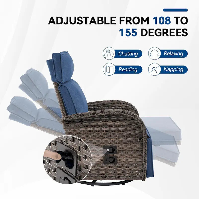Pocassy 2 pz versatile sedia a sdraio da esterno con cuscino blu