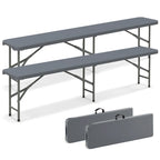 Gymax 2PCS 6 ft Plastic Folding Bench w/ 1320 LBS Capacity Handle &