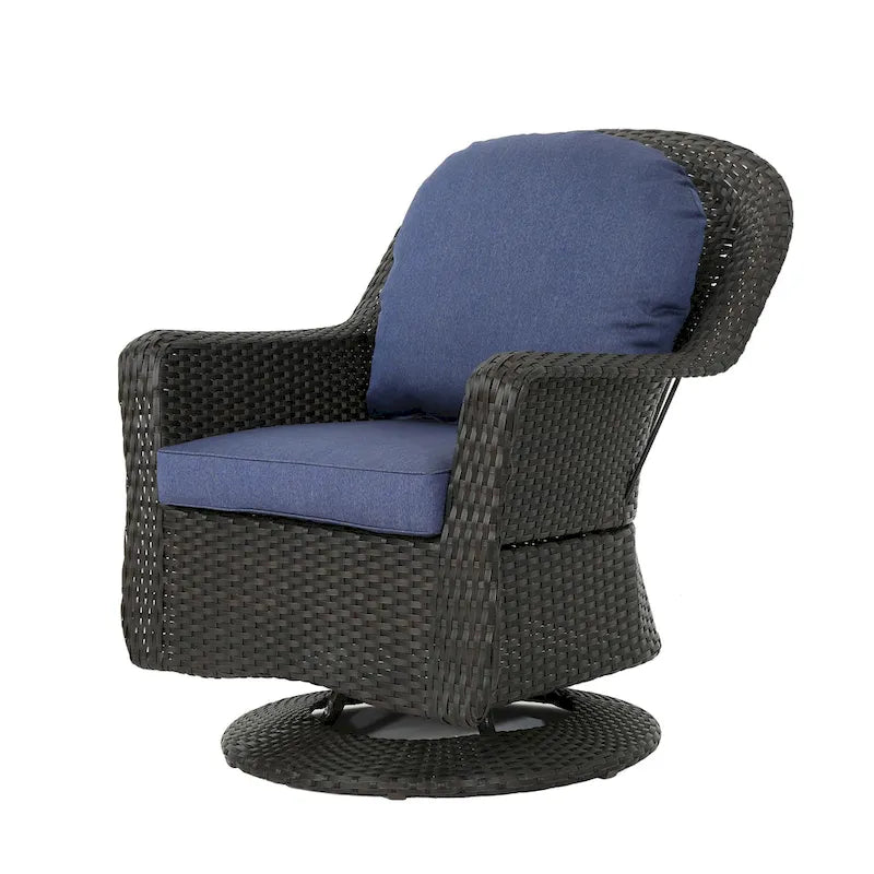 Set di 2 Poltrone Girevoli da Esterno Kaia, in Rattan Intrecciato, Blu
