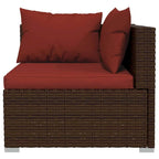 Set divano modulare da esterno Joez 4 pezzi, tavolino, rattan, rosso