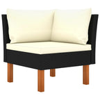 Set Divano Angolare Modulare da Esterno 3 pz, Rattan Sintetico Nero Poliestere Avorio