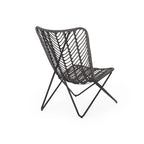 Set di 2 sedie accentate da esterno Lymi, intreccio in rattan, base geometrica grigia