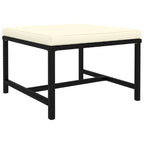 Set divano modulare da esterno Reno 9 pz, cuscini in tessuto avorio, rattan nero