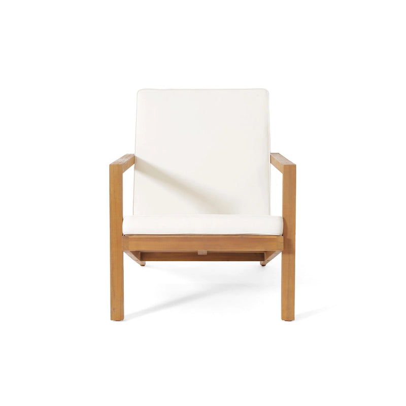 Set da tavolo Liah per esterni, 2 sedie, Legno di acacia marrone, Poliestere color crema