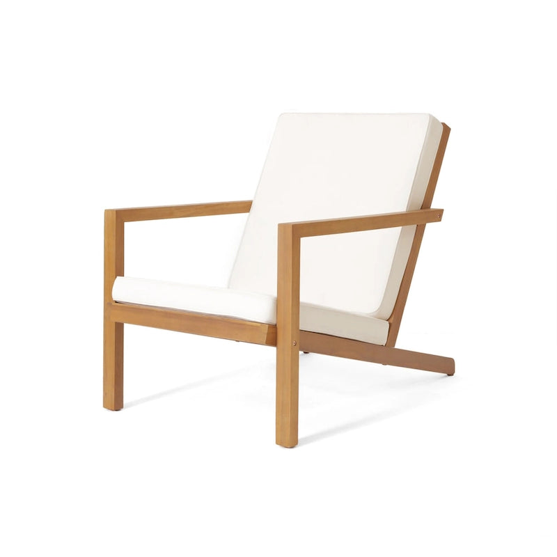 Set da tavolo Liah per esterni, 2 sedie, Legno di acacia marrone, Poliestere color crema