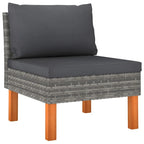 Feno Set Divano Lounge Modulare da Esterno 4 Pezzi, 2 Pouf, Rattan Grigio Scuro