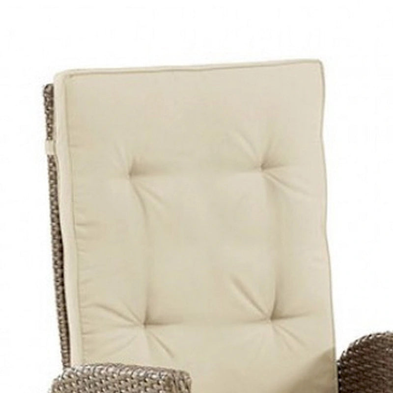 Ankia Poltrona Reclinabile Manuale da Esterno da 25 Pollici, Set da 2, Rattan Marrone, Beige