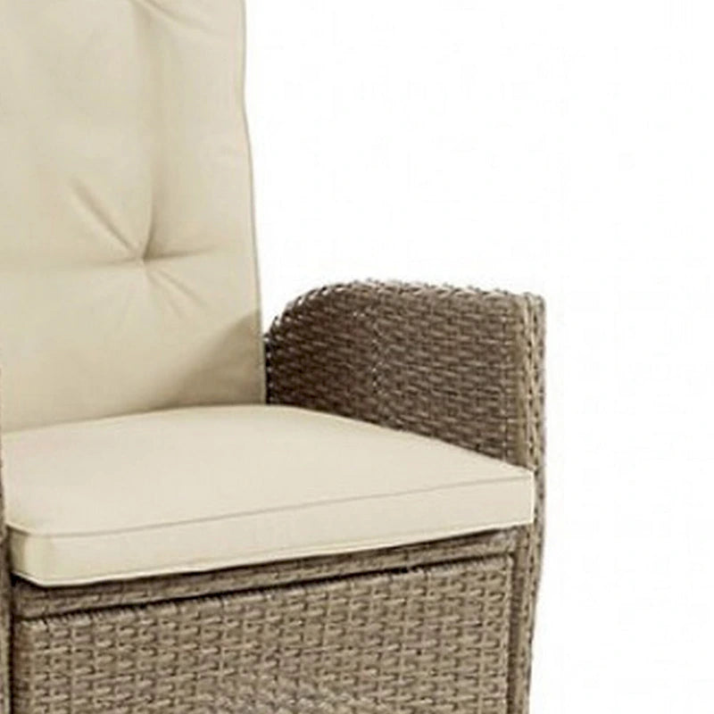 Ankia Poltrona Reclinabile Manuale da Esterno da 25 Pollici, Set da 2, Rattan Marrone, Beige