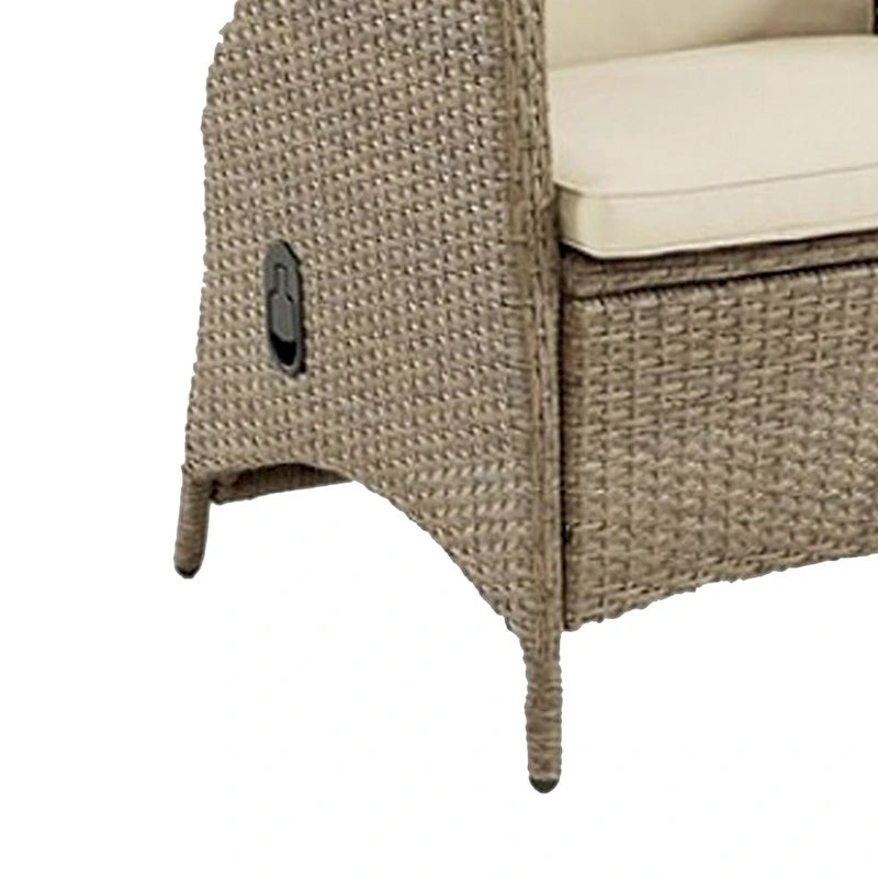 Ankia Poltrona Reclinabile Manuale da Esterno da 25 Pollici, Set da 2, Rattan Marrone, Beige