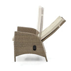 Ankia Poltrona Reclinabile Manuale da Esterno da 25 Pollici, Set da 2, Rattan Marrone, Beige