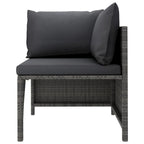 Set Divano Modulare da Esterno Ley 3 Pezzi, Poliestere Grigio Scuro, Polyrattan