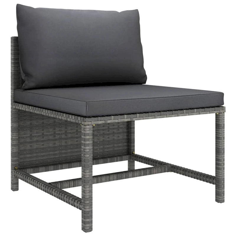 Set Divano Modulare da Esterno Ley 3 Pezzi, Poliestere Grigio Scuro, Polyrattan