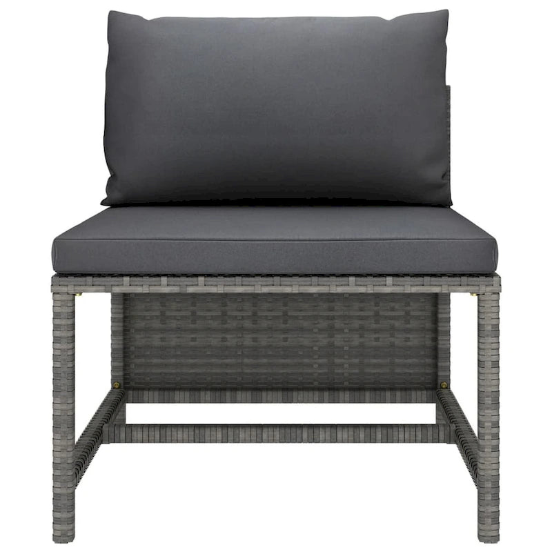 Set Divano Modulare da Esterno Ley 3 Pezzi, Poliestere Grigio Scuro, Polyrattan