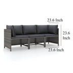 Set Divano Modulare da Esterno Ley 3 Pezzi, Poliestere Grigio Scuro, Polyrattan