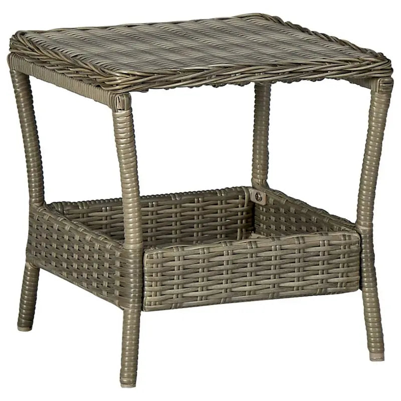 Set 3 pz lettini da esterno con 1 tavolino, Rattan nero e marrone