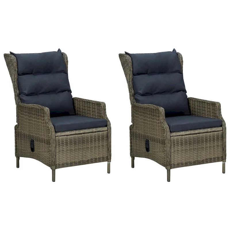 Set 3 pz lettini da esterno con 1 tavolino, Rattan nero e marrone