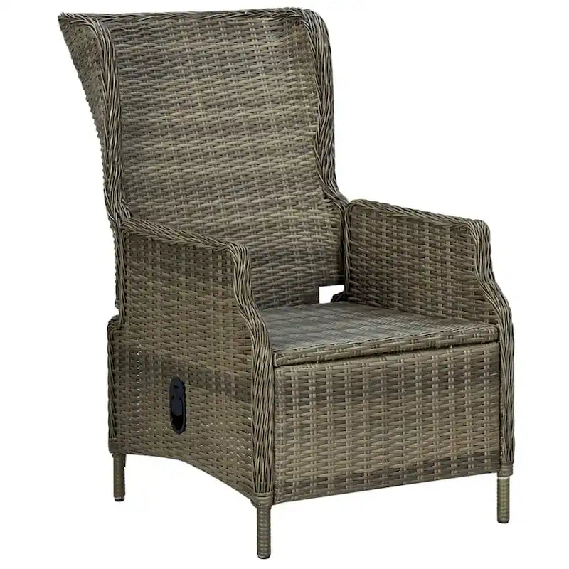 Set 3 pz lettini da esterno con 1 tavolino, Rattan nero e marrone