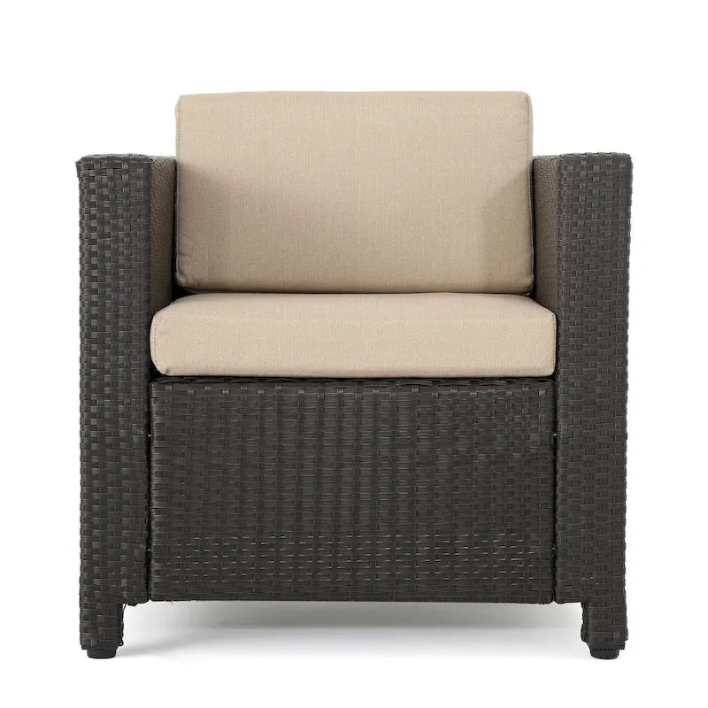 Set di 4 sedie da esterno Elza, in vimini sintetico marrone, beige