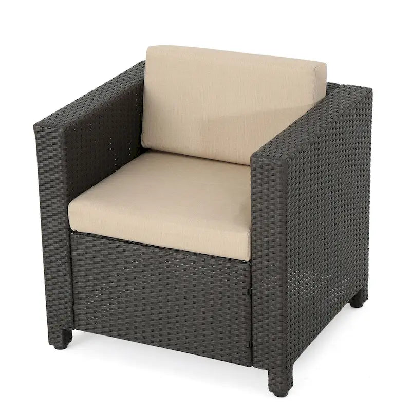 Set di 4 sedie da esterno Elza, in vimini sintetico marrone, beige