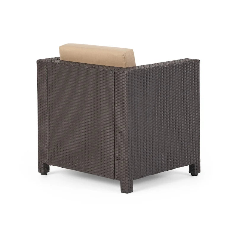 Set di 4 sedie da esterno Elza, in vimini sintetico marrone, beige