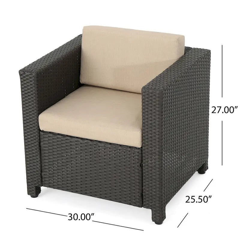 Set di 4 sedie da esterno Elza, in vimini sintetico marrone, beige