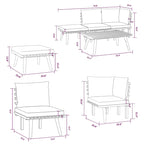 Set divano angolare modulare Roma 4 pezzi da esterno, tavolino, poggiapiedi, legno