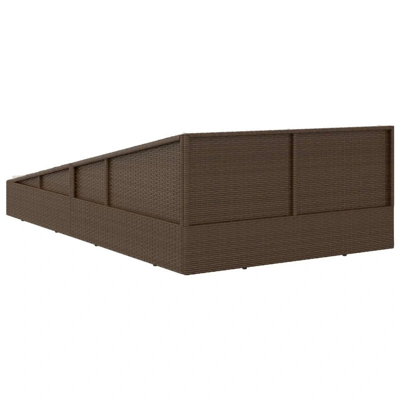 Daybed da esterno per giardino, cuscini in poliestere bianco, rattan sintetico marrone