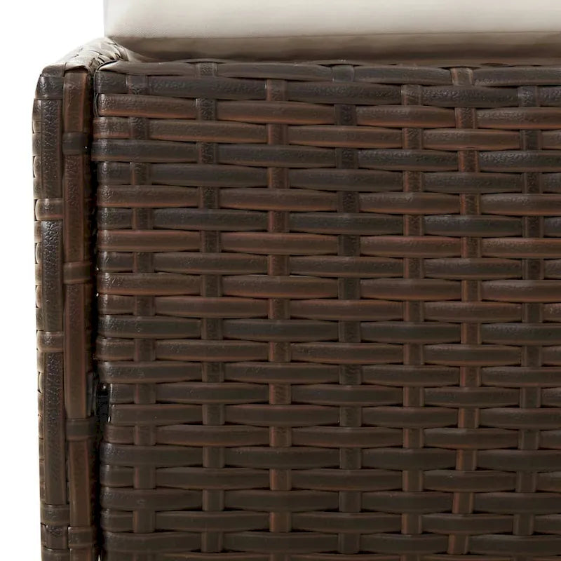 Daybed da esterno per giardino, cuscini in poliestere bianco, rattan sintetico marrone
