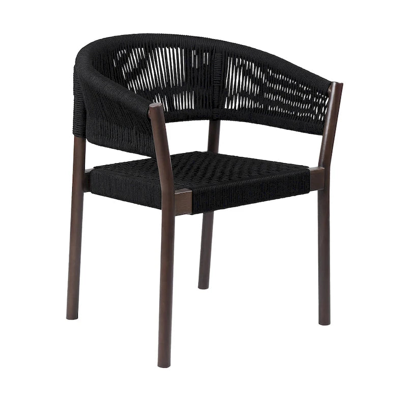 Ensemble de deux chaises de salle à manger d'extérieur en bois massif noir 26