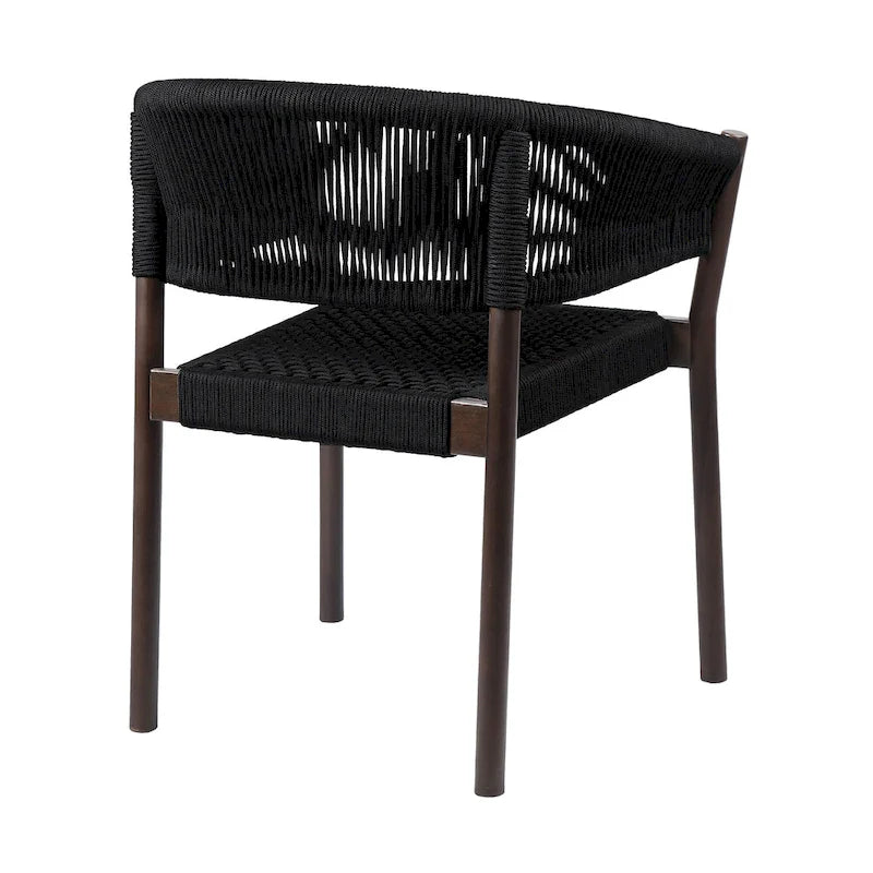 Ensemble de deux chaises de salle à manger d'extérieur en bois massif noir 26