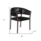 Ensemble de deux chaises de salle à manger d'extérieur en bois massif noir 26