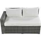 Set di mobili da esterno a 6 pezzi, set da conversazione per patio per tutte le stagioni, set divano in rattan con contenitore e tavolo in vetro temperato