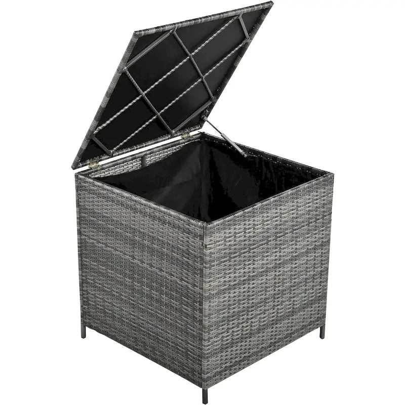 Set di mobili da esterno a 6 pezzi, set da conversazione per patio per tutte le stagioni, set divano in rattan con contenitore e tavolo in vetro temperato