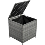 Set di mobili da esterno a 6 pezzi, set da conversazione per patio per tutte le stagioni, set divano in rattan con contenitore e tavolo in vetro temperato