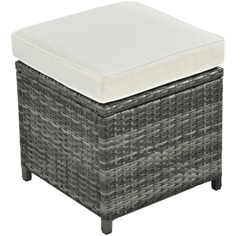Set di mobili da esterno a 6 pezzi, set da conversazione per patio per tutte le stagioni, set divano in rattan con contenitore e tavolo in vetro temperato