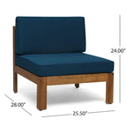 Set Divano Angolare da Esterno a 3 Pezzi, Set di Mobili da Conversazione in Legno di Acacia per Tutte le Stagioni con Pouf e Tavolino da Caffè
