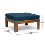 Set Divano Angolare da Esterno a 3 Pezzi, Set di Mobili da Conversazione in Legno di Acacia per Tutte le Stagioni con Pouf e Tavolino da Caffè