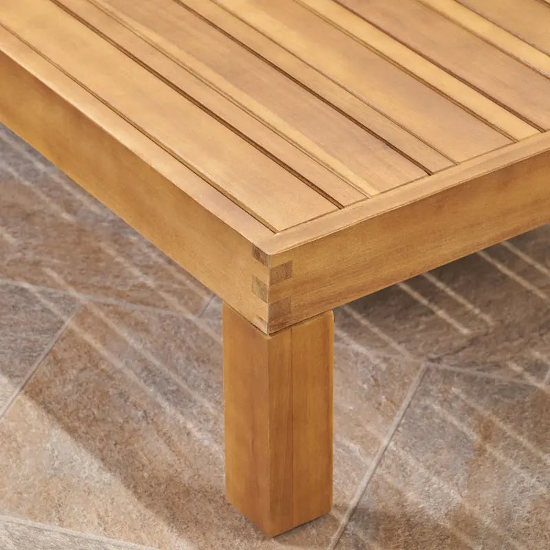 Set Divano Angolare da Esterno a 3 Pezzi, Set di Mobili da Conversazione in Legno di Acacia per Tutte le Stagioni con Pouf e Tavolino da Caffè