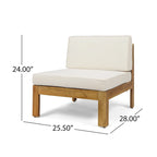 Set Divano Angolare da Esterno a 3 Pezzi, Set di Mobili da Conversazione in Legno di Acacia per Tutte le Stagioni con Pouf e Tavolino da Caffè