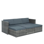 Ensemble de canapé d'extérieur en rotin PE 5 pièces, mobilier de conversation pour patio avec table basse relevable et canapé-lit.