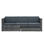 Ensemble de canapé d'extérieur en rotin PE 5 pièces, mobilier de conversation pour patio avec table basse relevable et canapé-lit.